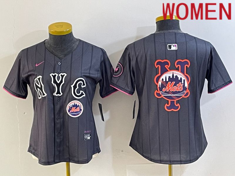 Women New York Mets Blank Black City Edition 2024 Nike MLB Jersey style 6->->Women Jersey